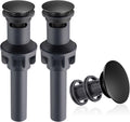 Hibbent 2 Pack Universal Bathroom Sink Drain Stopper, Pop Up Drain Strainer with Overflow, Push and Seal Sink Plug with Basket for Lavatory Vanity Vessel, Anti-Clogging Strainer, Matte Black