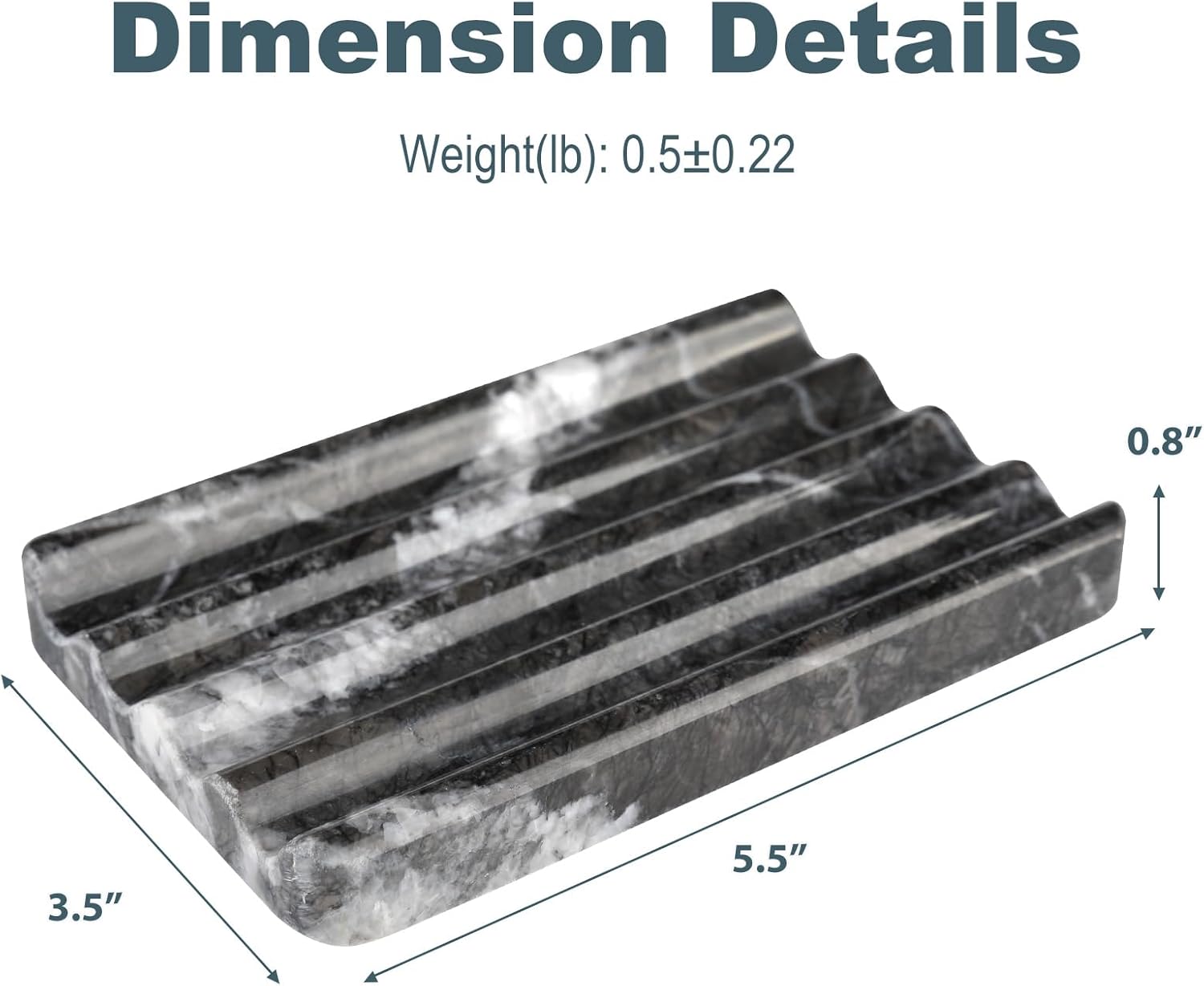Marble Soap Dish, Bar Soap Holder Shower, Black Soaps Bathroom Saver with Water Ripple Design, Easy Cleaning Natural Stone Sponge Holder for Kitchen Sink, Executive Jewelry Ring Tray