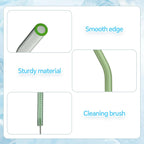 12 Pcs Reusable Glass Straws 8"x 8 mm Bent Glass Drinking Straws with Cleaning Brush for Tea, Smoothies, Milkshakes, Juices,Beverages(aqua)