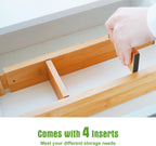 ANTOWIN Bamboo Drawer Dividers Organizers, Drawer Separators Splitter,17-22 inches Long Adjustable Spring-loaded Organizer for Large Utensil, Clothes, Tools Drawers(yellow)
