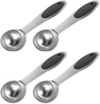 4PCS 1 Tsp(1/3tbsp, 1/6oz, 5ml) Single Measuring Spoon with Black Silicone Grip, Stainless Steel Individual Measure Scoop Only