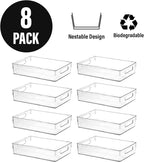 Clear Plastic Storage Bins, Home Bathroom Laundry Room Freezer Refrigerator Pantry Organizers and Storage Containers Fridge Organizer Bins Kitchen Organization Cabinet Medicine Bin for organizing