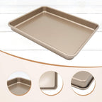 Toaster Oven Pans Set of 2, Shinsin 11-Inch Nonstick Baking Sheet Pans and Trays, 1/8 Thicker Replacement Small Baking Tray Accessories for Cookie, Non Toxic and Easy Clean and Diswasher Safe, Gold