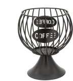 K Cup Holder and Pod Storage Organizer for Counter - Metal Basket for Keuring Pods, Coffee Bar Decor, Capsule and Creamer Organizer - Black