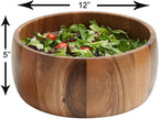 Woodard & Charles Acaica Wood 12" x 5" Serving Bowl Set with Serving Hands, 3 Piece Set