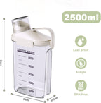 2-Pack Airtight Cereal & Dry Food Storage Containers, BPA-Free Plastic Rice Containers with Lids & Measuring Cup, Kitchen & Pantry Organization for Dry Pet Food, Flour, Grain, Nuts, Snacks, White