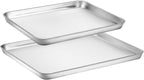Baking Sheets Set of 2, HKJ Stainless Steel Cookie Sheet Baking Sheet Pan, 12inch/16inch Toaster Oven Pans, Non Stick & Rust Resistant & Easy Clean