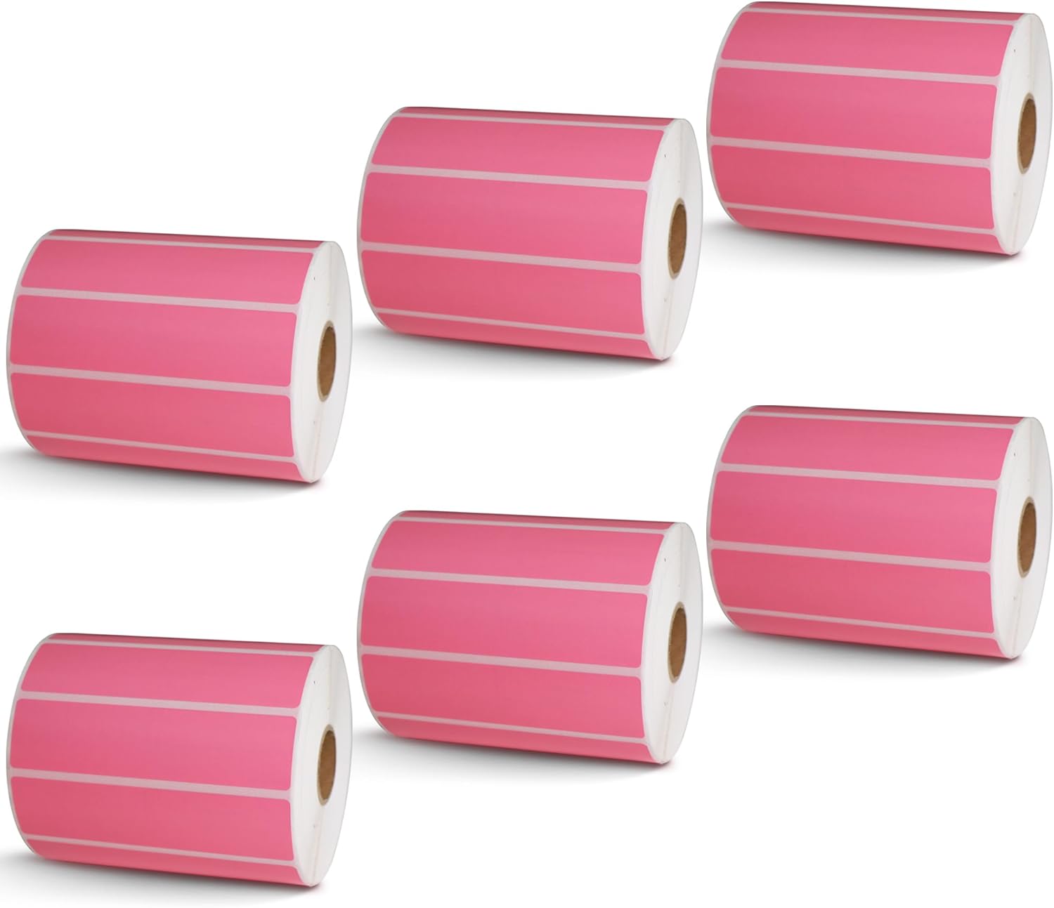 BETCKEY - 4" x 1" Multipurpose Labels Compatible with Zebra & Rollo Label Printer,Premium Adhesive & Perforated[Pink, 6 Rolls, 8250 Labels]