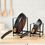 Juvale 3-Piece Kitchen Cabinet Organizer Shelf - Black Iron, 2 Sizes for 8" & 10" Plates - Cutting Board Organizer, Pot Lid & Paper Plate Holder
