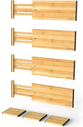 ANTOWIN 4 Pack Expandable Drawer Dividers, 4.7'' High, Extend from 12.2'' to 17.7'', Dresser Drawer Organizers, Bamboo Separators for Kitchen, Bedroom, Office, Bathroom (Natural)