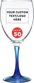 Custom Nuance Wine Glasses by ARC 10.5 oz. Set of 50, Personalized Bulk Pack - Restaurant Glassware, Perfect for Red Wine, White Wine, Cocktails - Blue
