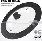 Universal Pan Lids, Silicone Pot lids for Pots, Pans & Skillets - Fits 11", 12" & 13" Diameter Cookware, Replacement Frying Pan lid, Dishwasher Safe (Black)