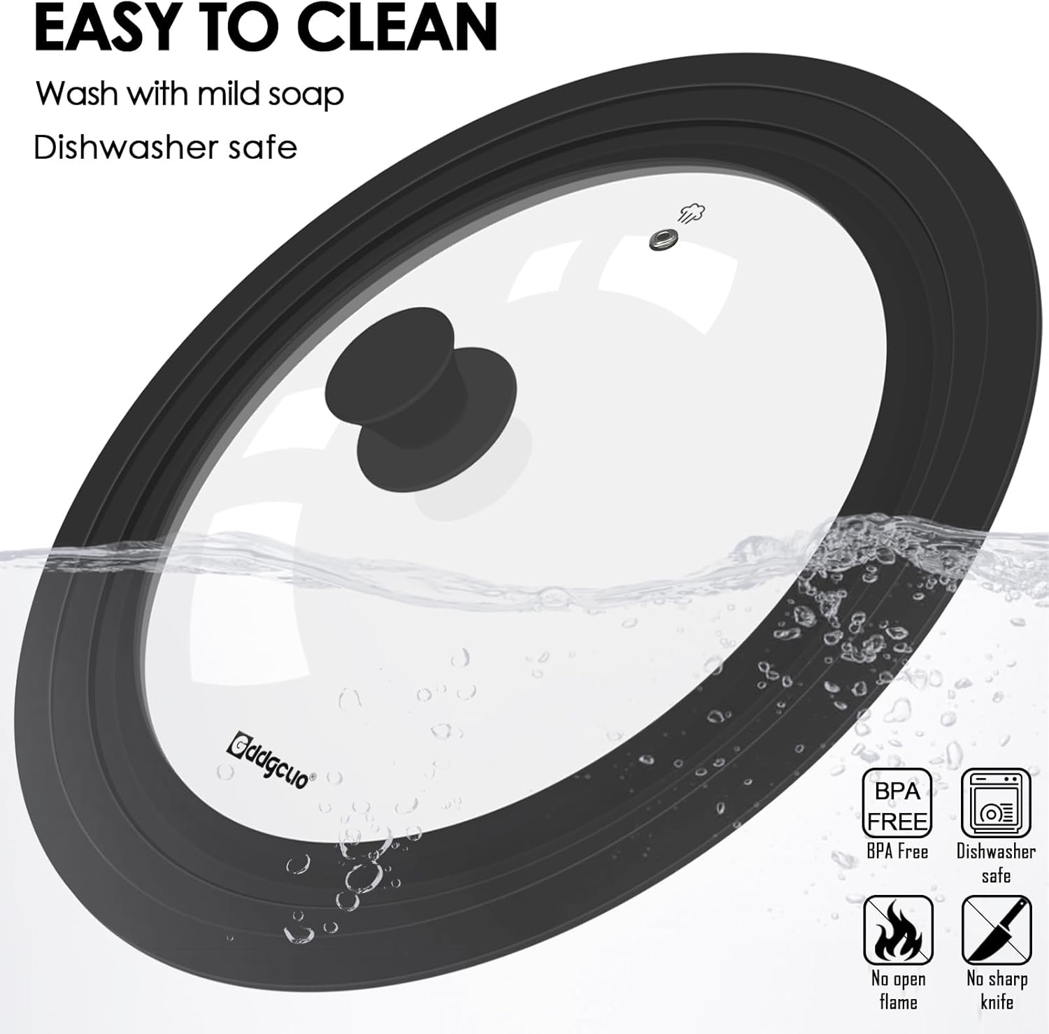 Universal Pan Lids, Silicone Pot lids for Pots, Pans & Skillets - Fits 11", 12" & 13" Diameter Cookware, Replacement Frying Pan lid, Dishwasher Safe (Black)