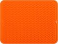 Silicone Dish Drying Mat for Multiple Usage,Easy clean,Eco-friendly,Heat-resistant Silicone Mat for Kitchen Counter or Sink,Refrigerator or drawer liner Orange L 16 inches x 12 inches
