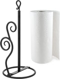 MyGift Rustic Burnt Solid Wood and Industrial Matte Black Metal Dining Combination Caddy with Paper Towel Roll Dispenser Stand, Napkin Holder, and Spice Rack (Matte Black Metal)