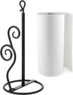 MyGift Rustic Burnt Solid Wood and Industrial Matte Black Metal Dining Combination Caddy with Paper Towel Roll Dispenser Stand, Napkin Holder, and Spice Rack (Matte Black Metal)