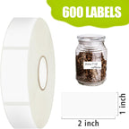 600 Blank Removable Freezer Labels with Perforation Line for Easy Distribution and Use. Waterproof and Oil-Resistant, Suitable for Food Containers, Jars, and Kitchen Organization.(1 "x 2")
