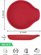2 Pcs Silicone Spoon Rest Counter Top, 6.1" Large Cooking Spoon Holder for Stove Top, Utensil Rest for Spatula, Tongs, Black & Red
