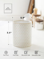 LE TAUCI Utensil Holder, 7.1" Ceramic Kitchen Utensil Holder for Counter top, Embossed Cooking Utensil Organizer for Spatula & Spoon, Kitchen Decor, Set of 1, Arctic White, Clover