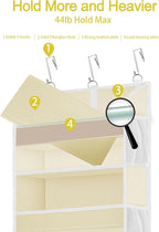 1 Pack Over The Door Storage Organizer with 5 Pockets 10 Mesh Pockets, 44 lbs Weight Capacity Door Hanging Organizers and Storage for Bedroom,Bathroom,Nursery,Kidroom,Babyroom