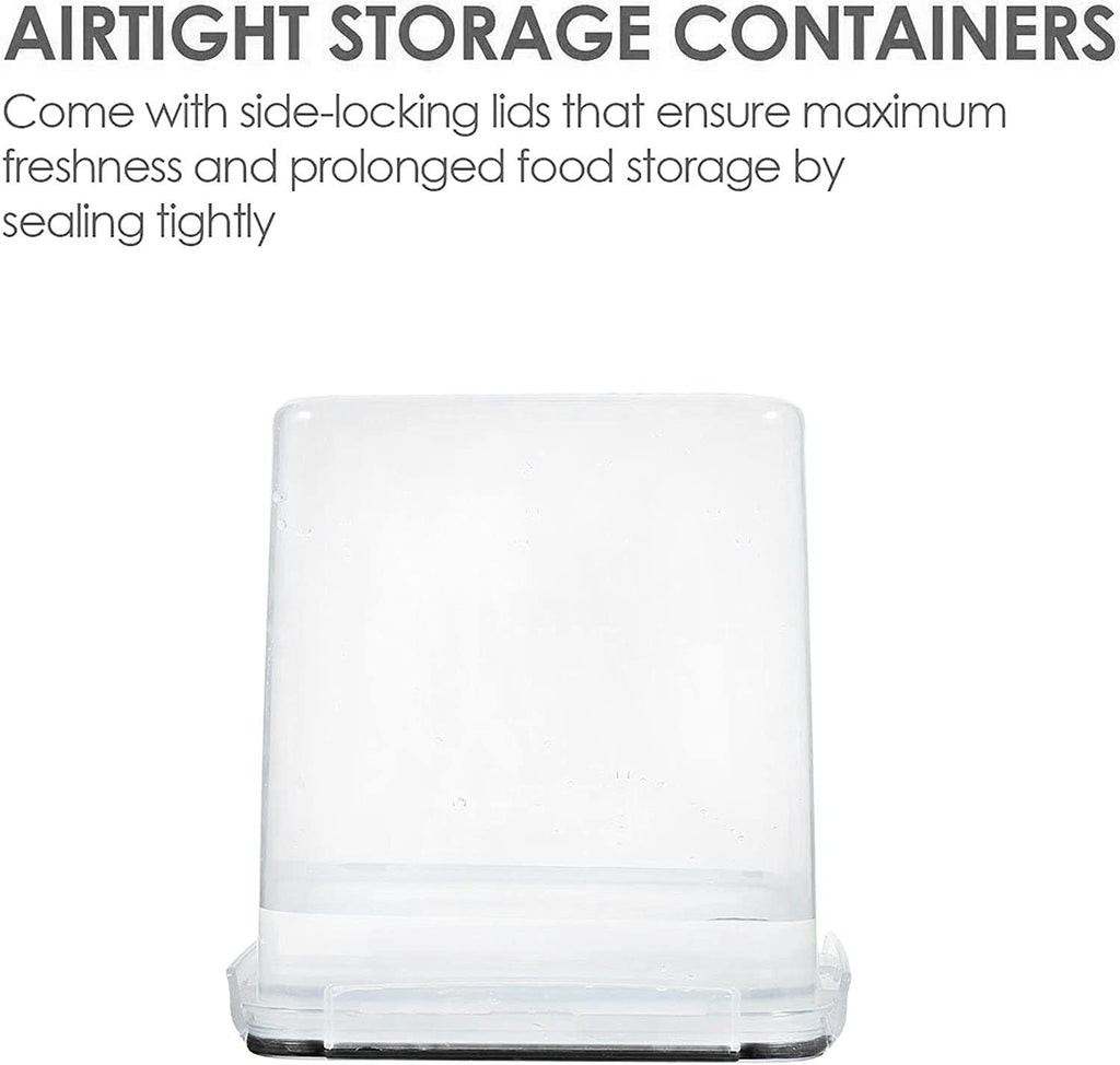 Vtopmart Food Storage Containers 2.5L / 84.5oz, 4 Pieces BPA Free Plastic Airtight Canister for Flour, Sugar, Baking Supplies, with 4 Measuring Cups and 24 Labels, Black