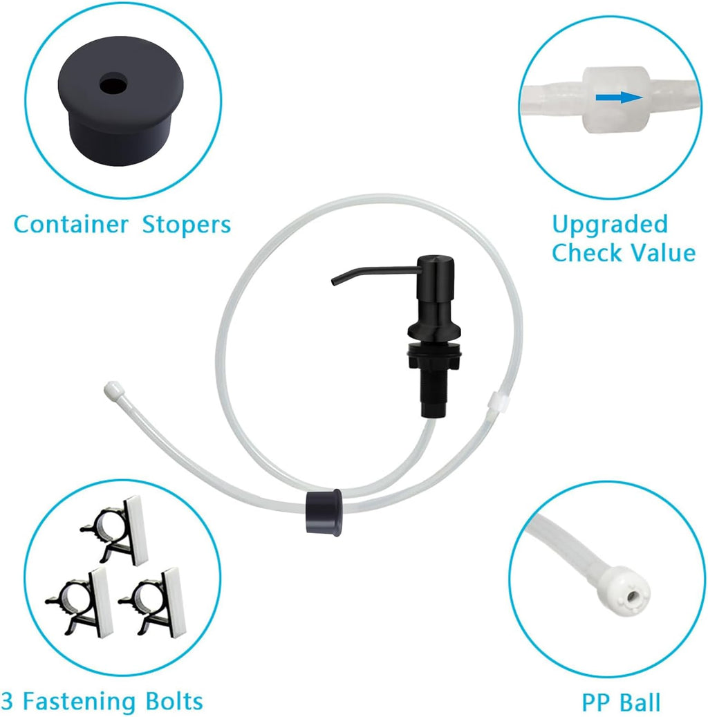 Soap Dispenser for Kitchen Sink, Kichen Sink Soap Dispenser, 47" Extension Tube kit, Under Sink Soap Dispenser Pump, No Need More Refills, Good Suction Power, Black