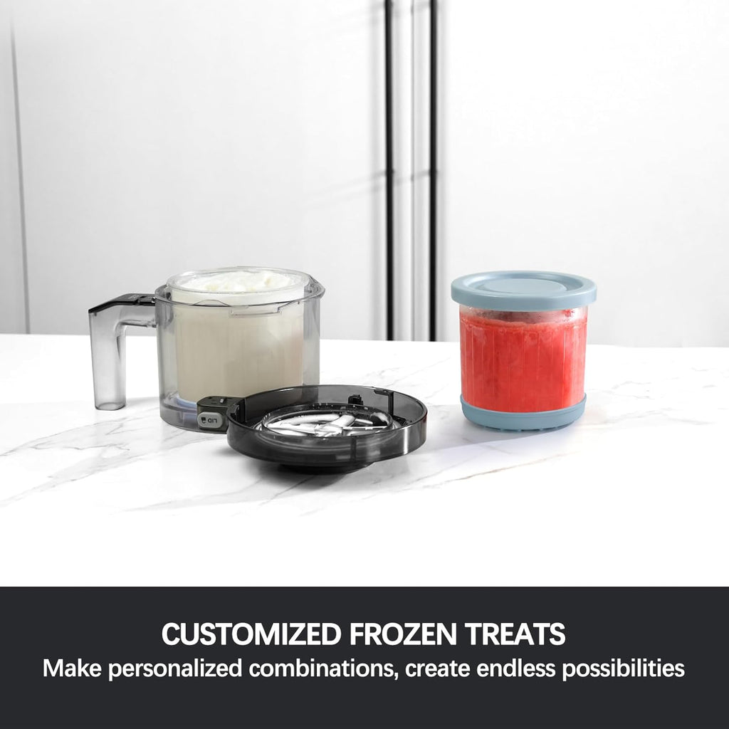 Containers Replacement for Ninja Creami Pints and Lids - 4 Pack, 16oz Cups Compatible with NC301 NC300 NC299AMZ NC290 Series Ice Cream Maker, Airtight Anti-slip