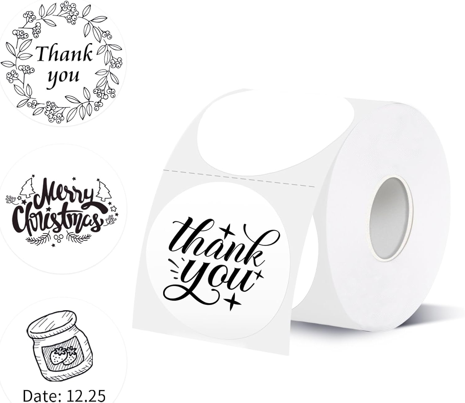 starboling Thermal Labels,2 Inch White Round Thermal Printer Stickers,Self-Adhesive Round Direct Thermal Labels,Thermal Stickers for DIY Logo Design,Name Tag (500/Roll）
