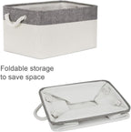 Organization and Storage Bins for Shelves - Large 4 Pack 16x12x8 inch Collapsible Storage Basket for Organizing, Fabric Storage Cubes for Box Closet Cloth Toy Nursery Books Kids (Grey & White)