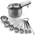 Spring Chef Stainless Steel Measuring Cups and Spoons Set of 15 with Leveler - Kitchen Metric Metal Measuring Spoons and Cups Set for Dry & Liquid Ingredients - Perfect for Cooking & Baking