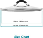 8 Inch Pan Lid - Glass Lid with Stainless Steel Handle for Frying Pan and Pots (8" Lid)