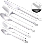 Matte Silverware Set Silver Flatware Set with Hexagon Handle 20 Pieces 18/0 Stainless Steel Cutlery Set Wedding Housewarming Gift Service for 4 (Matt silver)