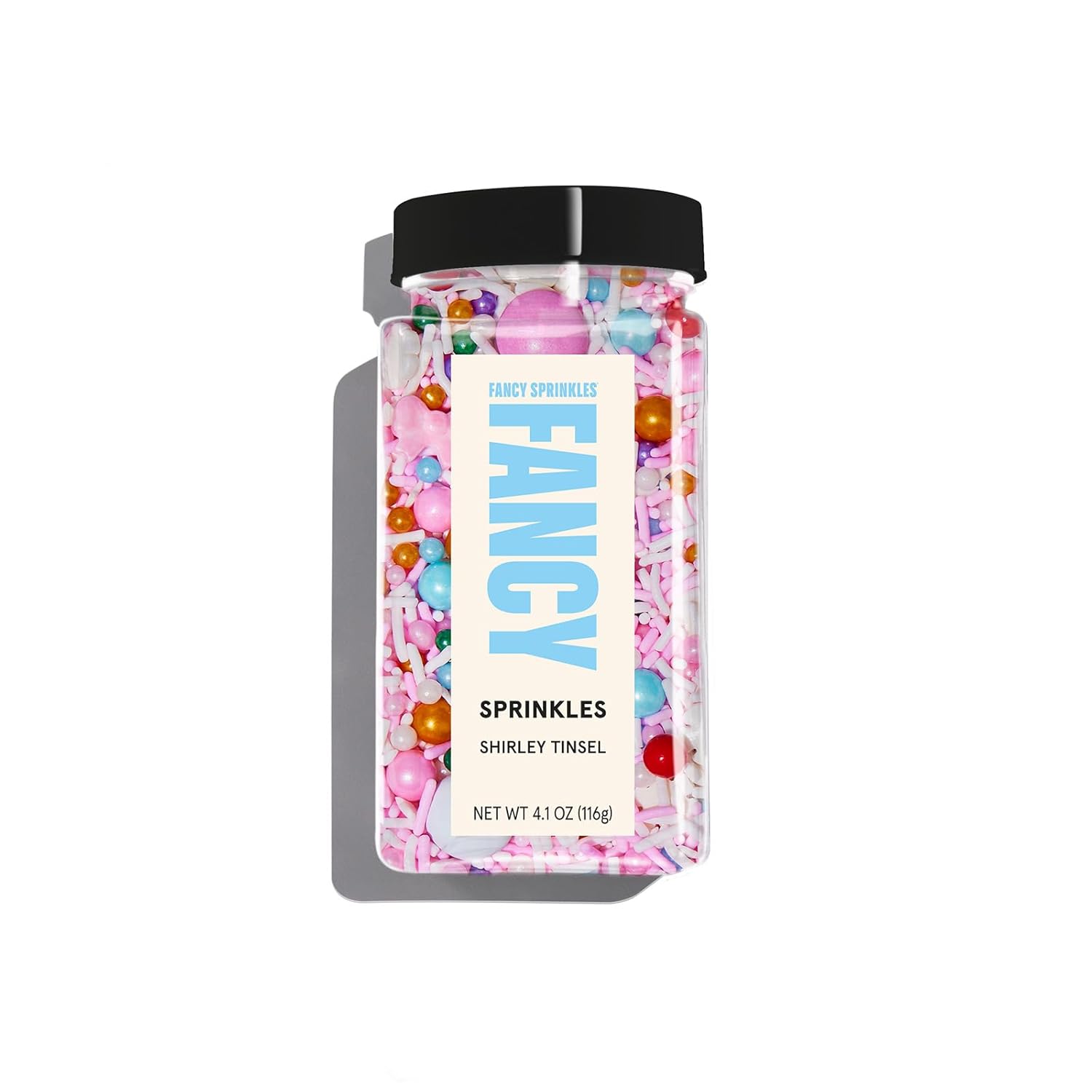 Fancy Sprinkles Shirley Tinsel Sprinkles Crunchy Jimmies, Candy Bows, Snowflakes, and Chocolate Gems (0.5c)