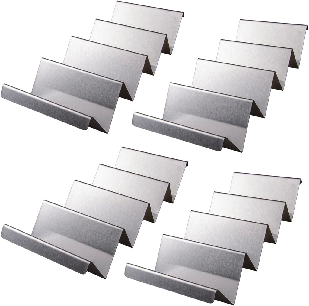 Taco Holders - Stainless Steel Taco Stand Rack Hold Up to 4, Taco Holder Tray Style, Taco Rack Holds Oven Safe for Baking, Dishwasher and Grill Safe Taco Racks Pack 4