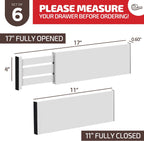 6 Pack Drawer Dividers 4 Inch High, 11”-17" Adjustable Bamboo Organizers Large Expandable Drawer Separators for Cloths, Dresser, Bedroom, Bathroom, Baby Drawer, Office & Kitchen Utensils (White)