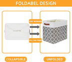 DULLEMELO Storage Baskets Large 17"x12"x15" Foldable Rectangular Storage Bins Baskets for Organizing [2 Pack] Fabric Nursery Storage Baskets for Home,Office,Closet,Clothes,Toys (White&Lattice Grey)
