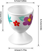 Cinf Ceramic Egg Cups Hawaii Flower Set of 2 Porcelain Holder Breakfast Boiled Cooking Easy to Clean Childhood Memories Kitchen