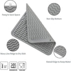 Silicone Dish Drying Mat for Multiple Usage,Easy clean,Eco-friendly,Heat-resistant Silicone Mat for Kitchen Counter or Sink,Refrigerator or Drawer liner Grey M 12 inches x 12 inches