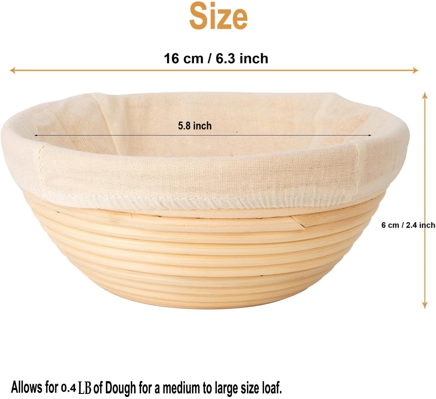 Banneton Bread Proofing Basket Set of 4PCS 6 Inch Round Sourdough Dough Proofing Bowls for Sour Dough Bread Baking Supplies, Proofing Basket or Home Sourdough Bakers Baking
