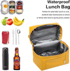 NOL Natural Organic Lifestyle Insulated Lunch Bags for Women Cooler Bag Lightweight Nylon Waterproof Lunch Box For Work (Mustard, Small)