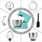 CUSIMAX Stand Mixer, 5-QT Stainless Steel Bowl Food Mixer, Tilt-Head Kitchen Electric Mixer with Dough Hook, Mixing Beater and Whisk, Splash Guard, Green