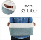 DECOMOMO Storage Baskets for Shelves - Fabric Storage Bins, Linen Closet Organizers and Storage (Green & White, XL - 3 Pack)
