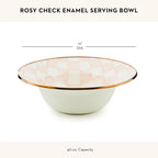 MACKENZIE-CHILDS Enamel Serving Bowl, Enamel Serveware Bowl, 12 Inches, Pink-and-White Rosy Check