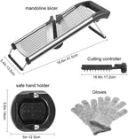 Mandoline Food Slicer, Adjustable Mandoline Slicer for Kitchen, Stainless Steel Mandolin Vegetable Chopper for Potato/Tomato/Onion, Vegetable Slicer Julienne Cutter with Cut-Resistant Gloves