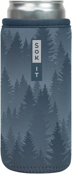 Sok It CanSok Sleeve for Beer & Soda Insulated Neoprene Cover (Foggy Woods, 12oz Slim Can Sleeve)