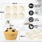 Jumbo Muffin Pan, Metal Reinforced Frame 3.5 inch Large Silicone Cupcake Pan 6 cups Large Muffin Pan with Handle Nonstick Jumbo Muffin Tin for Baking Giant Homemade Muffins, Cupcakes, Frittatas