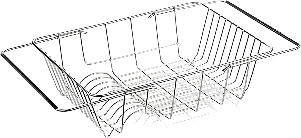 Over The Sink Dish Drainer Drying Rack - Expandable Stainless Steel in Sink Dish Drying Rack, High-Capacity, Rustproof, Easy Install, with Utensil Holder - Dish Racks for Kitchen Counter