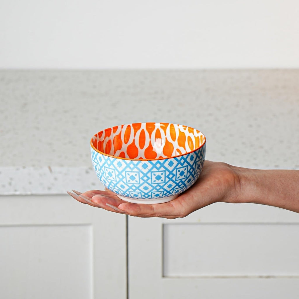 Ceramic Dessert Bowls Set - 11 Oz Porcelain Ice Cream Bowl for kitchen - 4.7 Inch Small Cereal Bowl for Salad, Fruits, Ramen - Microwave Dishwasher Safe - Set of 6 - Assorted Colors
