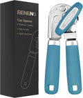 Beneno Can Opener Manual with Magnet, Hand Held Heavy Duty Can Opener with Durable Sharp Blade Smooth Edge, Big Effort-Saving Knob, Soft Grip Rubber Handle, Multifunctional Bottle Opener, Aqua