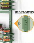 Moforoco Sage Green 9-Tier Over The Door Pantry Organizer, Pantry Organization and Storage, Black Hanging Basket Wall Spice Rack Seasoning Shelves